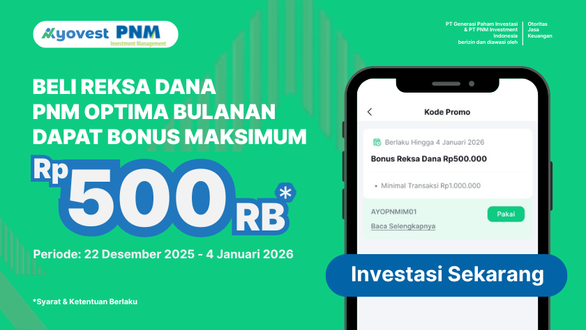 Promo Reksa Dana PNM Optima Bulanan Bonus hingga Rp500 RIBU di Ayovest!